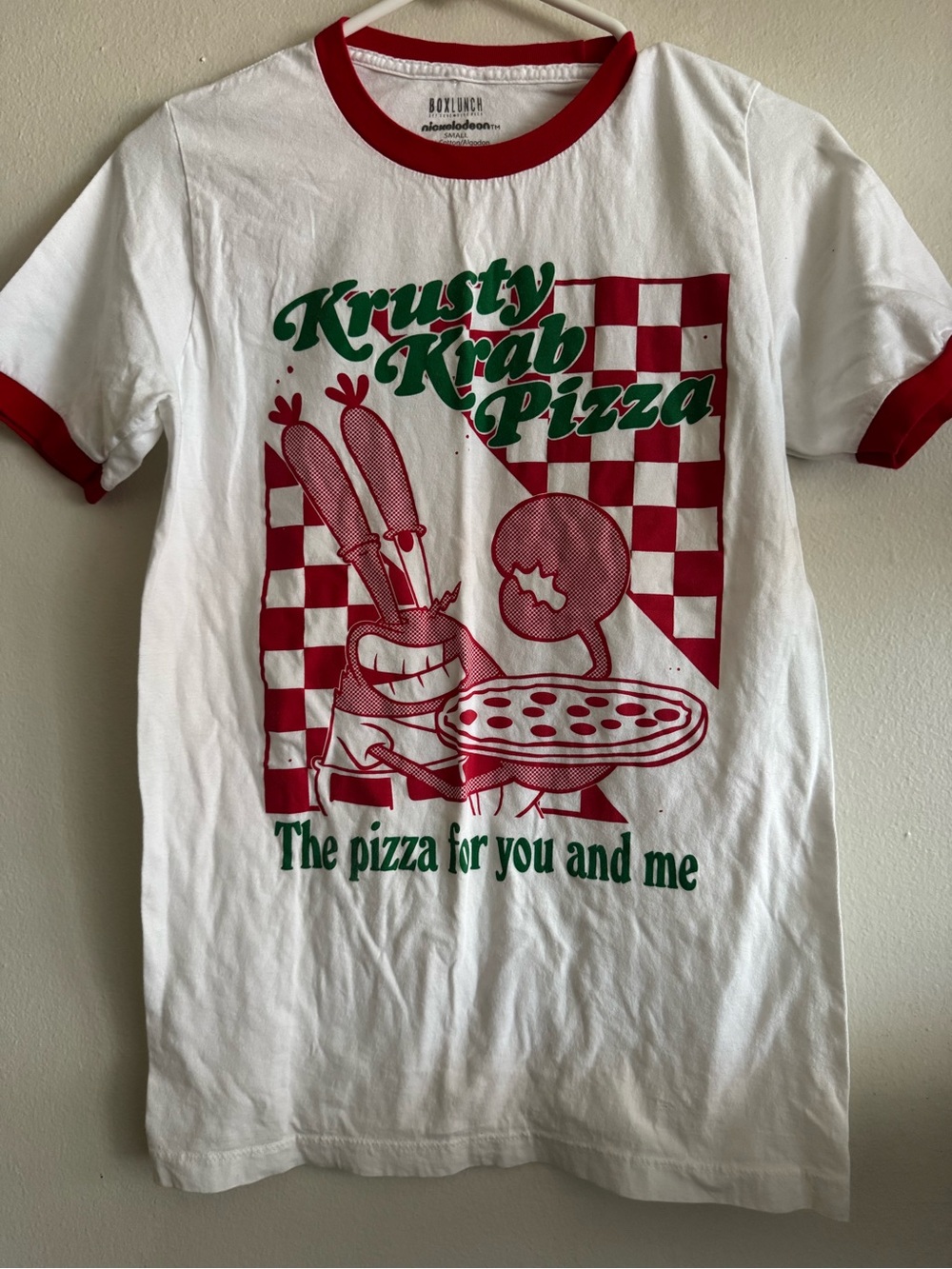 Box Lunch Sponge Bob Krusty Krab Pizza Short Sleeve Graphic Tee - White/Red